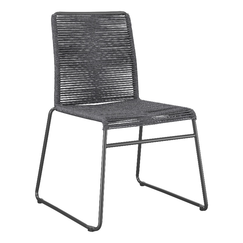 Pemberly Row Assembled Contemporary Metal Upholstered Dining Chairs in Charcoal