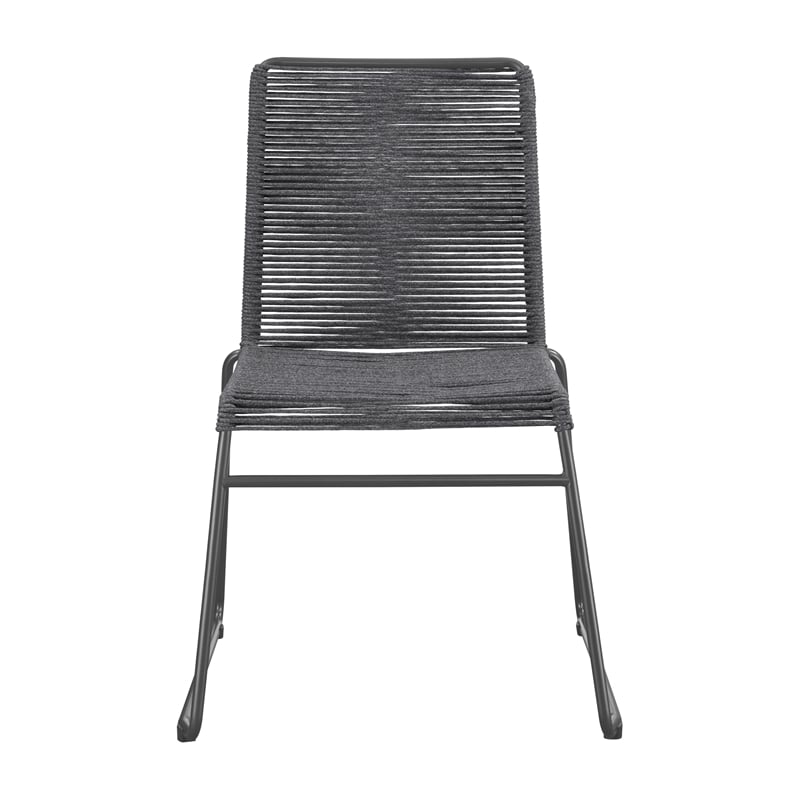 Pemberly Row Assembled Contemporary Metal Upholstered Dining Chairs in Charcoal