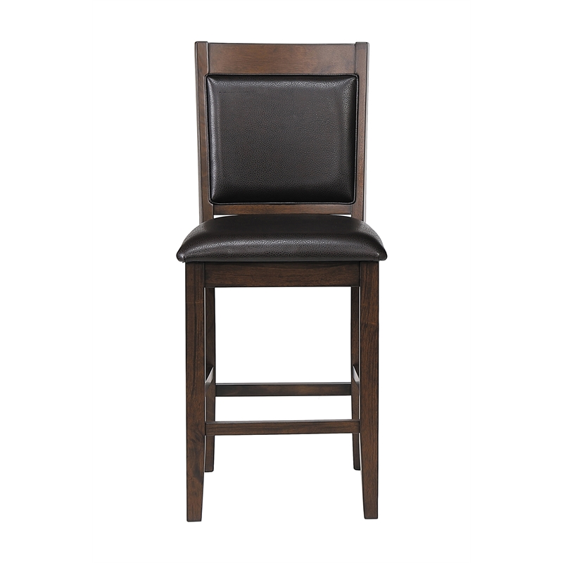 Pemberly Row Upholstered Faux Leather Counter Height Chair in Brown