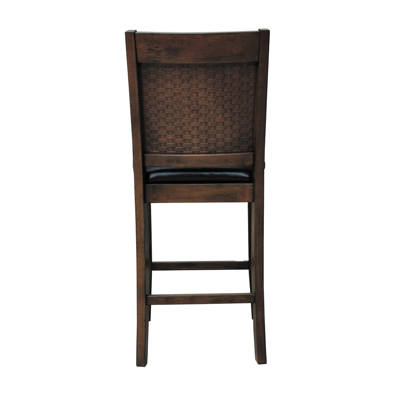 Pemberly Row Upholstered Faux Leather Counter Height Chair in Brown