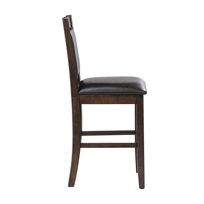 Pemberly Row Upholstered Faux Leather Counter Height Chair in Brown