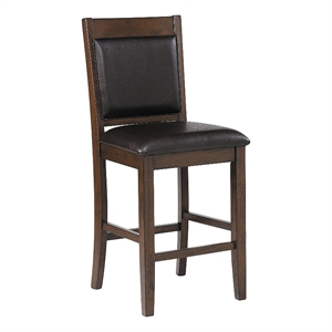 Pemberly Row Upholstered Faux Leather Counter Height Chair in Brown