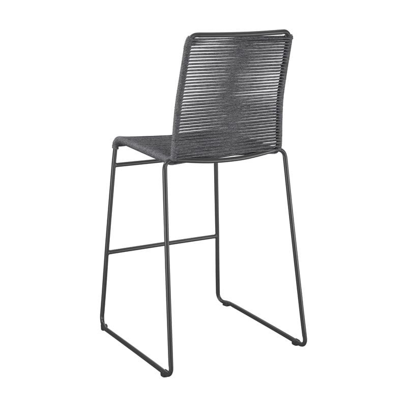 Pemberly Row Assembled Contemporary Metal Bar Stools with Footrest in Charcoal