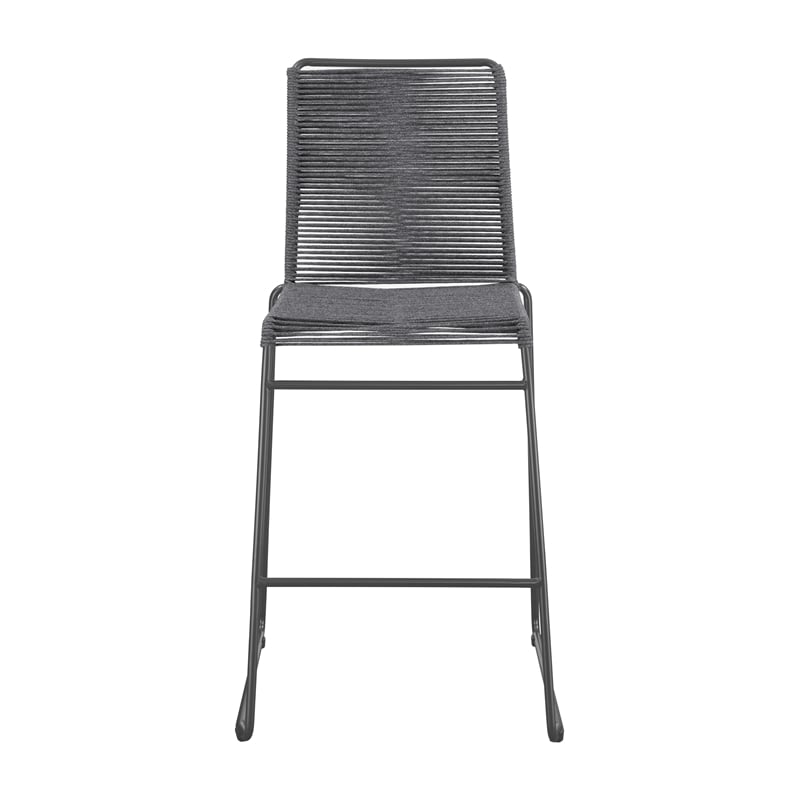 Pemberly Row Assembled Contemporary Metal Bar Stools with Footrest in Charcoal