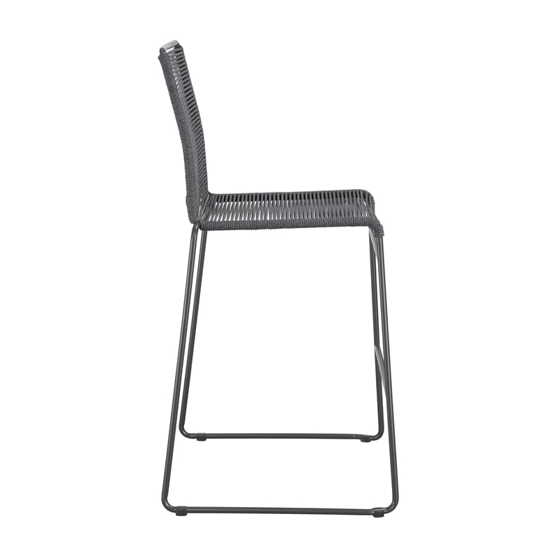 Pemberly Row Assembled Contemporary Metal Bar Stools with Footrest in Charcoal
