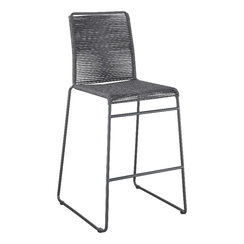 Pemberly Row Assembled Contemporary Metal Bar Stools with Footrest in Charcoal