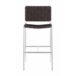 Pemberly Row Upholstered Faux Leather Bar Stool with Open Back in Brown