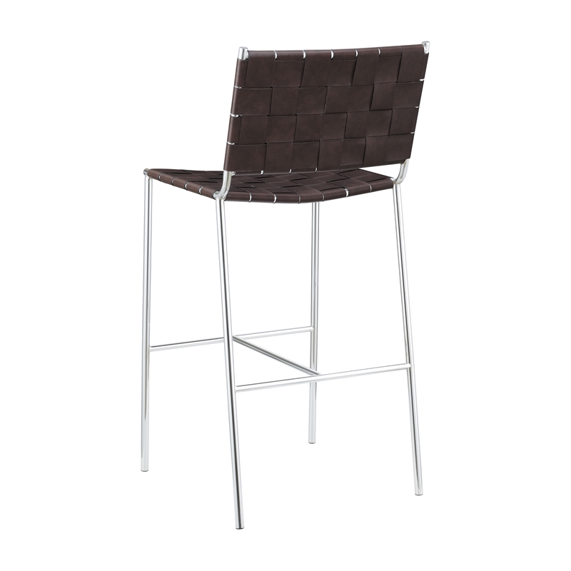 Pemberly Row Upholstered Faux Leather Bar Stool with Open Back in Brown
