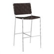 Pemberly Row Upholstered Faux Leather Bar Stool with Open Back in Brown