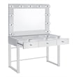 Pemberly Row 3-Drawer Wood Vanity with LED Lighting in Chrome/White