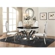 Pemberly Row Round Stainless Steel & Marble Dining Table in Chrome/Black