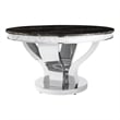 Pemberly Row Round Stainless Steel & Marble Dining Table in Chrome/Black