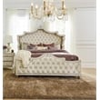Pemberly Row Upholstered Velvet Eastern King Bed in Ivory and Camel