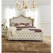 Pemberly Row Upholstered Velvet California King Bed in Ivory and Camel