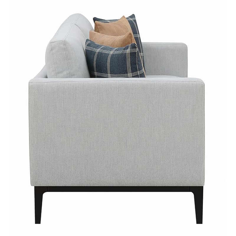 Pemberly Row Upholstered Fabric Sofa with Cushioned Back in Light Gray