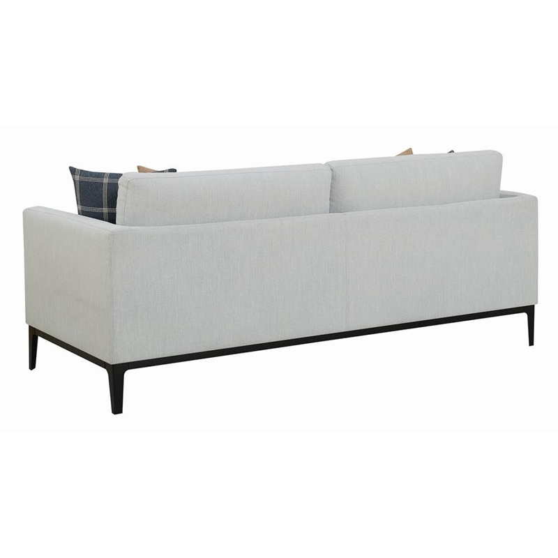 Pemberly Row Upholstered Fabric Sofa with Cushioned Back in Light Gray