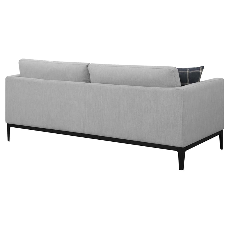 Pemberly Row Upholstered Fabric Sofa with Cushioned Back in Light Gray