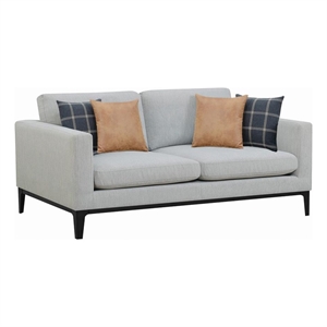 Pemberly Row Upholstered Fabric Sofa with Cushioned Back in Light Gray