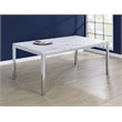 Pemberly Row Rectangle Metal Dining Table with Marble Top in Chrome
