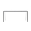 Pemberly Row Rectangle Metal Dining Table with Marble Top in Chrome