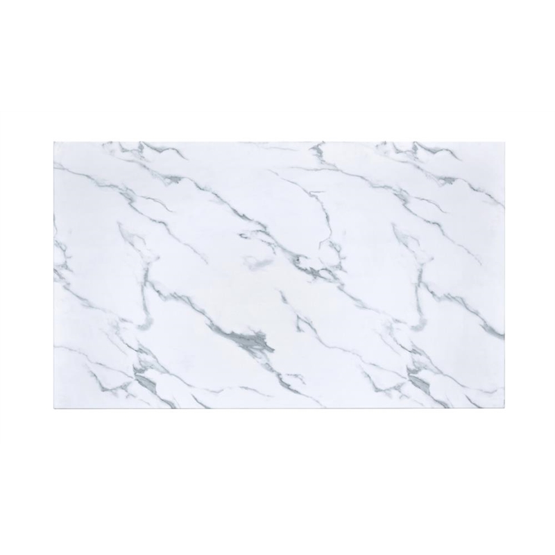 Pemberly Row Rectangle Metal Dining Table with Marble Top in Chrome