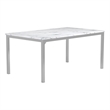 Pemberly Row Rectangle Metal Dining Table with Marble Top in Chrome