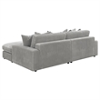 Pemberly Row Modern Velvet Upholstered Reversible Sectional Morning Fog