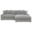 Pemberly Row Modern Velvet Upholstered Reversible Sectional Morning Fog