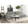 Pemberly Row Modern Velvet Upholstered Reversible Sectional Morning Fog