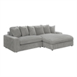 Pemberly Row Modern Velvet Upholstered Reversible Sectional Morning Fog