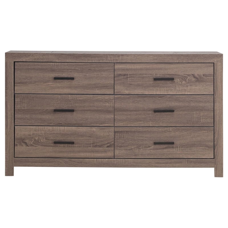 Pemberly Row Contemporary 6-drawer Farmhouse Wood Dresser in Barrel Oak
