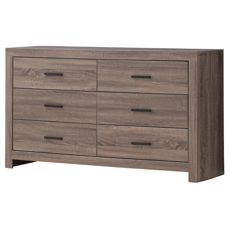 Pemberly Row Contemporary 6-drawer Farmhouse Wood Dresser in Barrel Oak