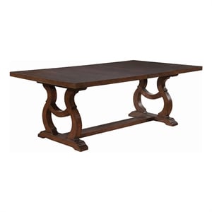 Pemberly Row Wood Cove Trestle Dining Table in Antique Java and Brown