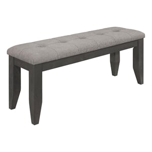 Pemberly Row Padded Cushion Transitional Wood Bench Gray and Dark Gray