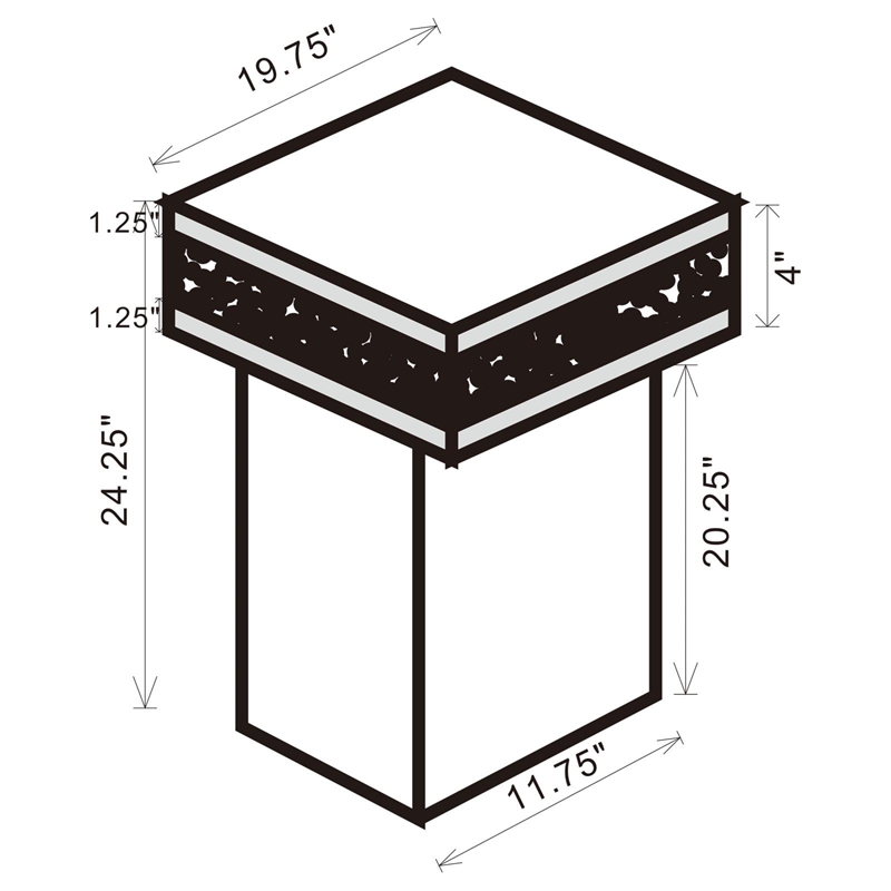 Pemberly Row Modern Glass Pedestal Square Top Accent Table in Mirror