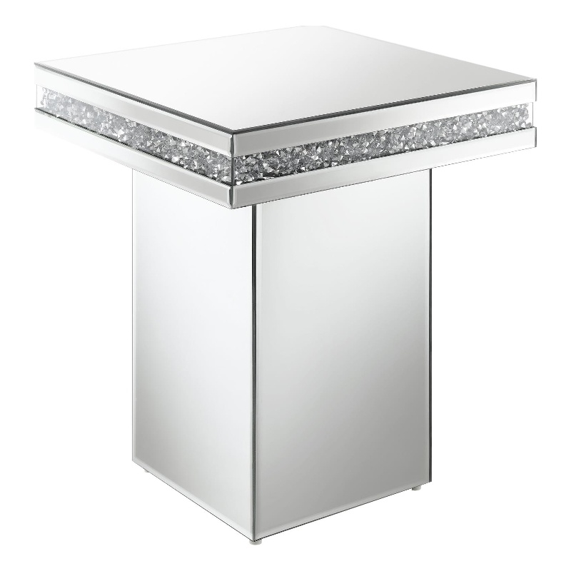 Pemberly Row Modern Glass Pedestal Square Top Accent Table in Mirror