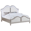 Pemberly Row Wood Tufted Platform Eastern King Bed Ivory and Silver Oak