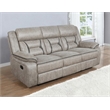 Pemberly Row Faux Leather Upholstered Tufted Back Motion Sofa Taupe