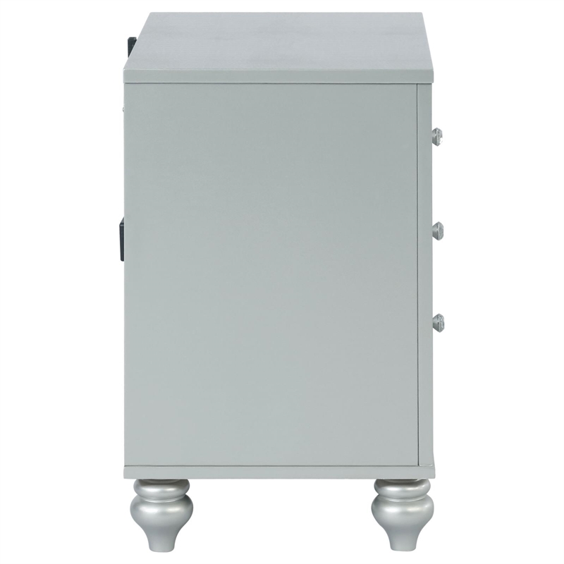Pemberly Row 2-drawer Contemporary Wood Nightstand Silver Metallic