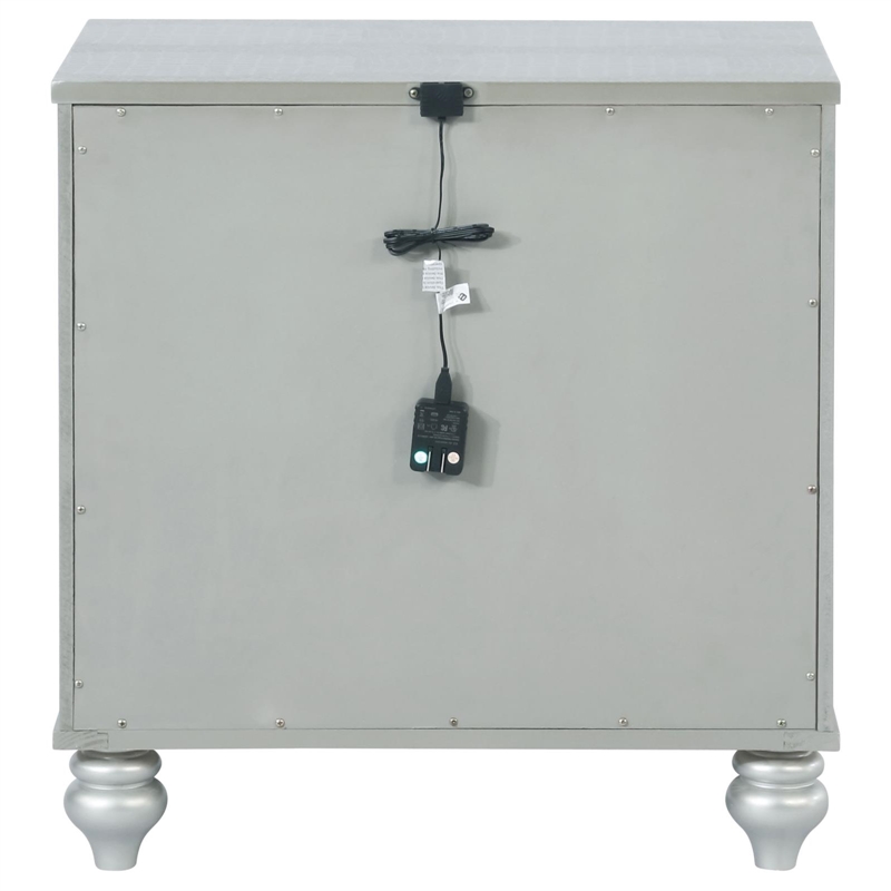 Pemberly Row 2-drawer Contemporary Wood Nightstand Silver Metallic
