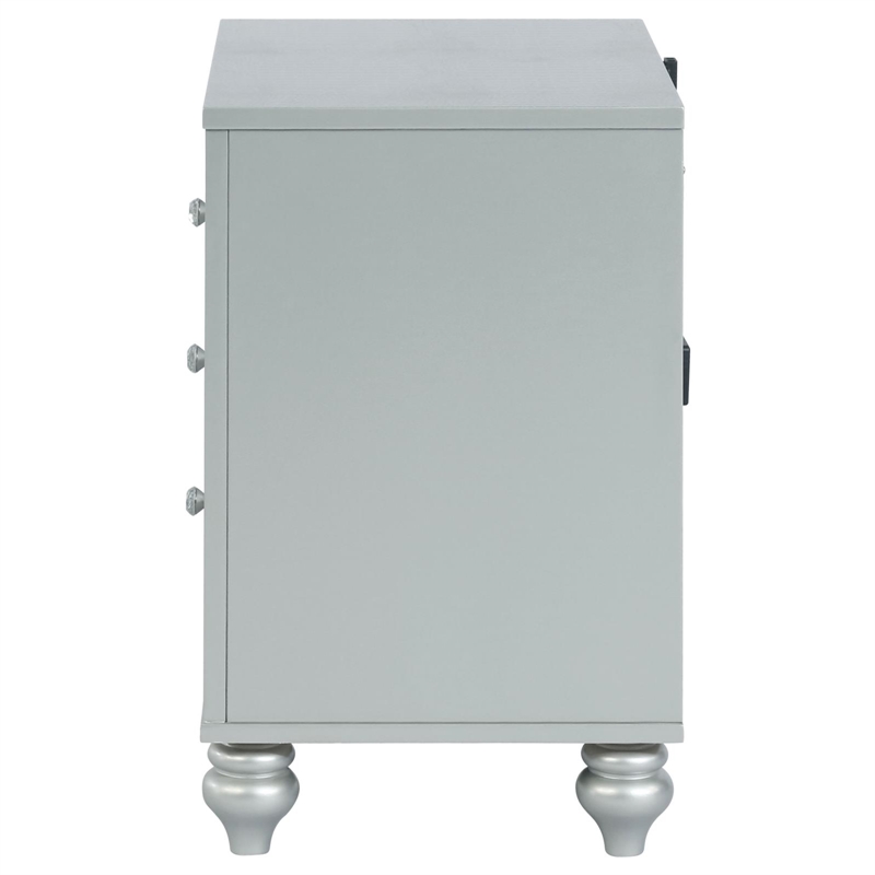 Pemberly Row 2-drawer Contemporary Wood Nightstand Silver Metallic