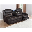Pemberly Row Faux Leather Upholstered Tufted Back Motion Sofa Brown