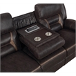 Pemberly Row Faux Leather Upholstered Tufted Back Motion Sofa Brown