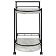 Pemberly Row Contemporary Metal Rack Bar Cart with Casters in Black