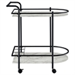 Pemberly Row Contemporary Metal Rack Bar Cart with Casters in Black