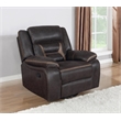Pemberly Row Faux Leather Upholstered Tufted Back Glider Recliner Brown