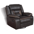 Pemberly Row Faux Leather Upholstered Tufted Back Glider Recliner Brown