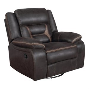 pemberly row faux leather upholstered tufted back glider recliner brown