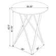 Pemberly Row Metal Faux Marble Round Top Bar Table White and Chrome
