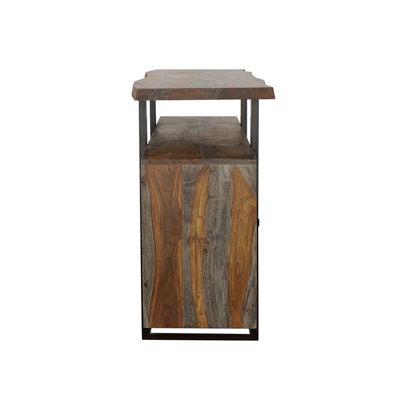 Pemberly Row Contemporary 4-door Farmhouse Wood Server in Gray and Black